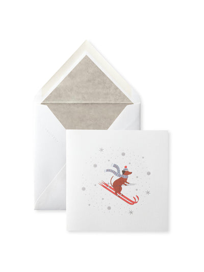 Smythson Christmas Dog Skiing Card Set at Collagerie