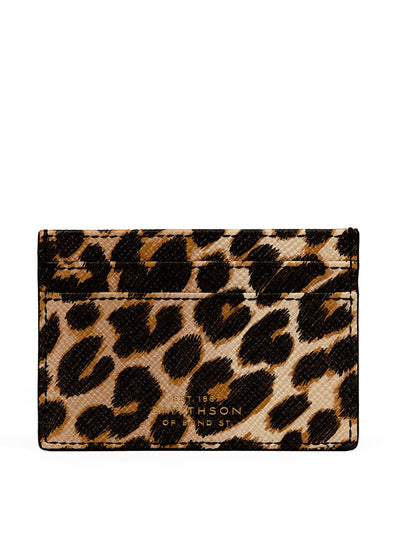 Smythson Flat card holder in panama leopard at Collagerie
