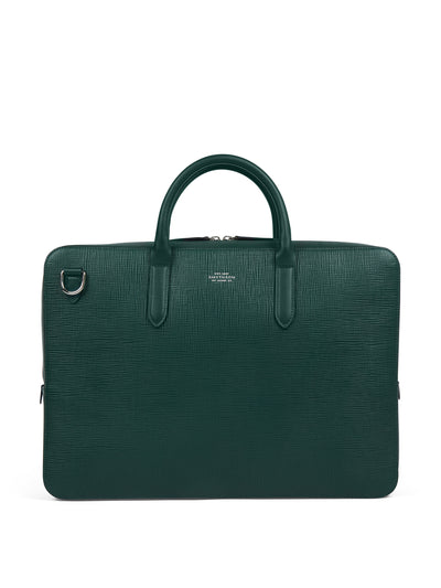 Smythson Lightweight slim briefcase in Forest at Collagerie