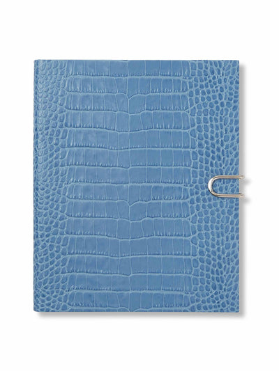 Smythson Portobello notebook with side closure in Nile Blue at Collagerie