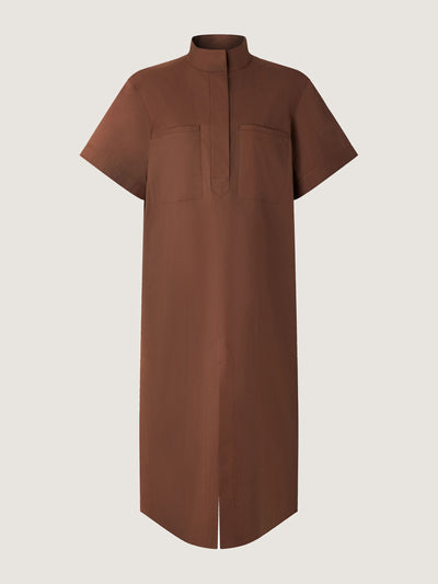 Soeur Belted chocolate brown cotton poplin Andora maxi dress at Collagerie