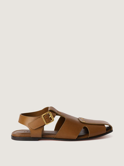 Soeur Flat bronze April leather sandals at Collagerie