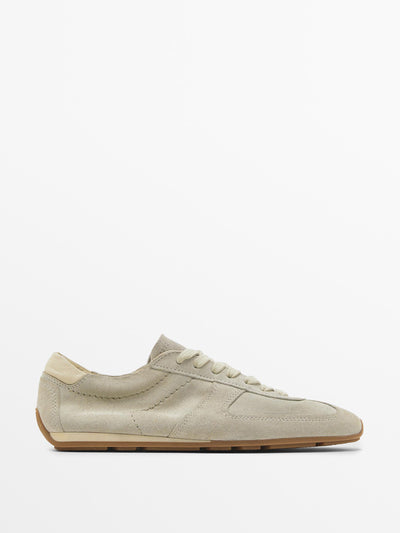 Massimo Dutti Soft split suede trainers at Collagerie