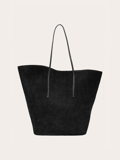 Little Liffner Black suede soft tulip tote bag at Collagerie
