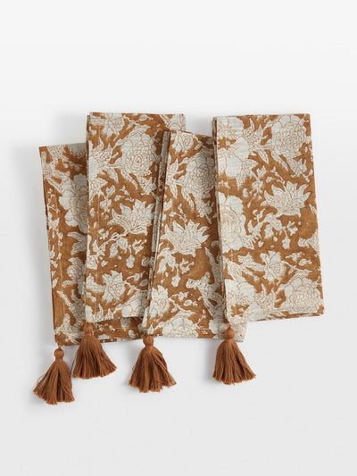 Soho Home Floral napkin with tassle ( set of 4 ) at Collagerie