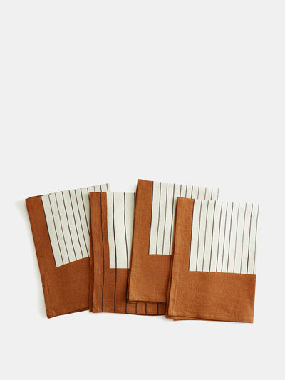 Soho Home Brown striped linen placemats (set of 4) at Collagerie