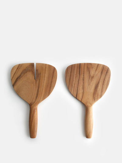 Soho Home Conway teak wide serving set at Collagerie