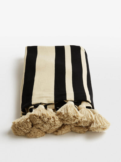 Soho Home Black striped throw blanket at Collagerie