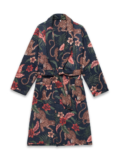 Desmond & Dempsey Quilted robe soleia leopard print at Collagerie