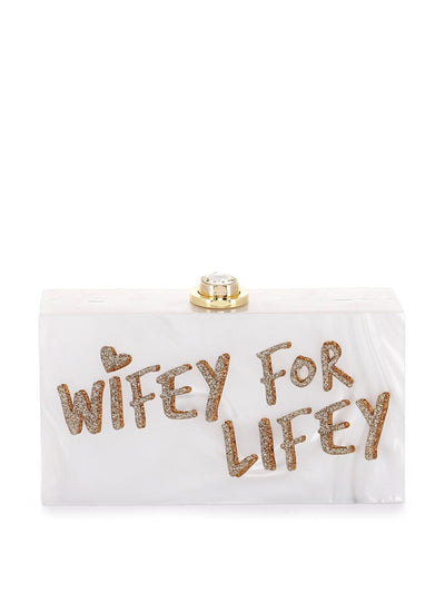 Sophia Webster Cleo Wifey For Lifey marbled acrylic clutch at Collagerie