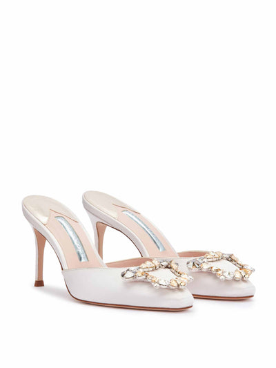 Sophia Webster White crystal-buckle mules at Collagerie