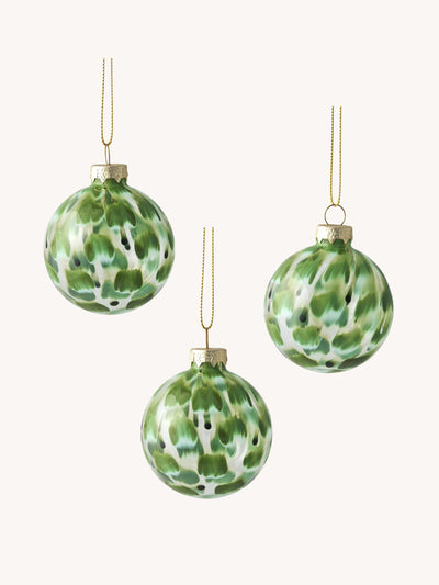Sostrene Grene Dusty green Christmas baubles (set of 3) at Collagerie