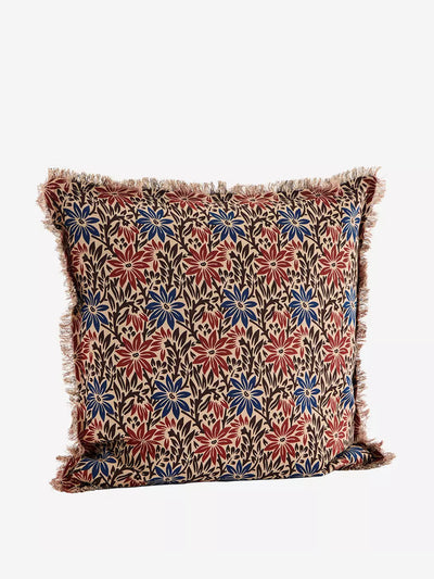 Spicer & Wood Burnt red and blue floral printed cushion at Collagerie