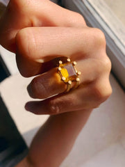 Citrine Square claw ring