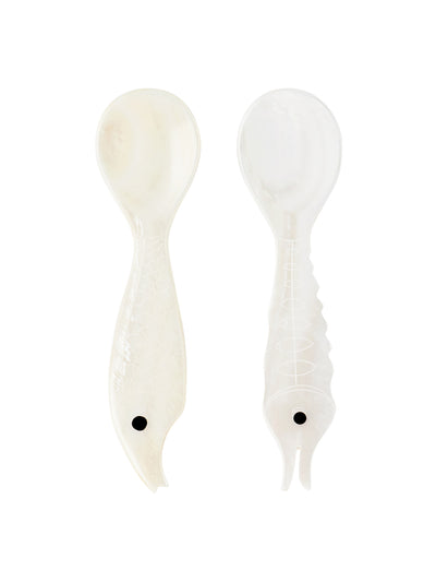 Gohar World Off-white mother of pearl sea creatures spoons (set of 2) at Collagerie