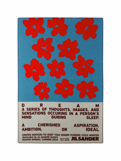 Jil Sander Blue & red flower print blanket at Collagerie