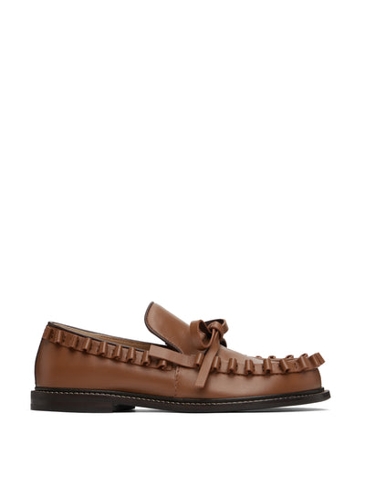 JW Anderson Tan ruffle loafers at Collagerie