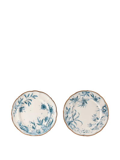 Laboratorio Paravicini White rocaille blue 01 dessert plates (set of 2) at Collagerie