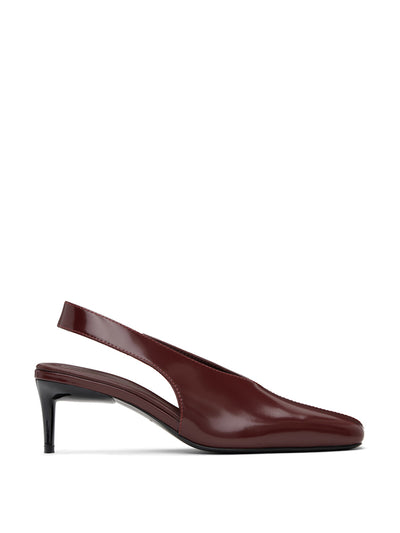St. Agni Burgundy square toe sling back heels at Collagerie