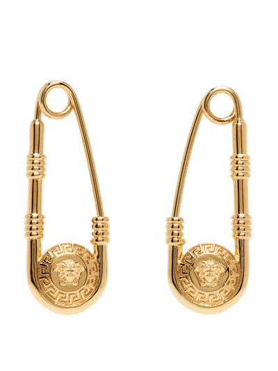 Versace Gold safety pin earrings at Collagerie
