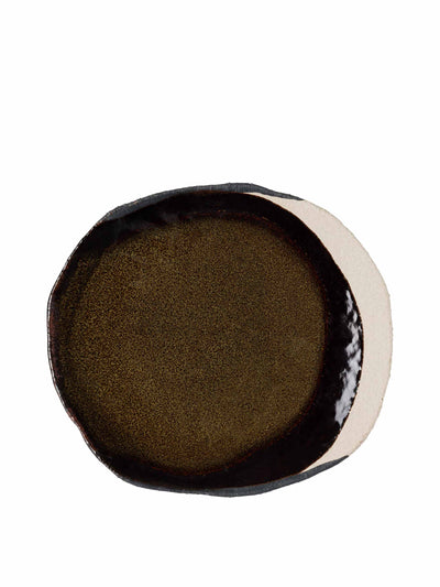 Jars Céramistes Khaki & brown Wabi plate at Collagerie