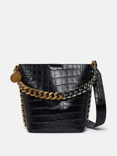 Stella Mccartney Frayme croc-effect embossed bucket bag at Collagerie