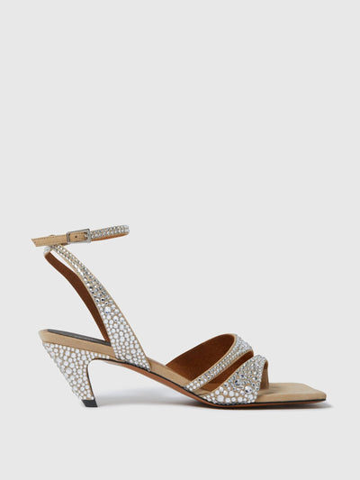Stella McCartney Stella spur crystal hotfix kitten heels at Collagerie