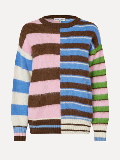 Stine Goya Crew neck sweater in multistripes mix at Collagerie