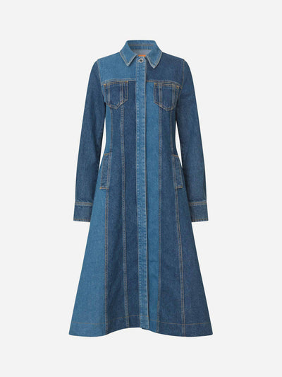 Stine Goya Long-sleeved two-tone denim dress at Collagerie