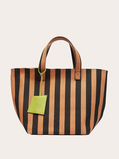 Little Liffner Beige stripe tote bag at Collagerie