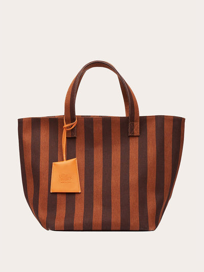 Little Liffner Brown stripe tote bag at Collagerie