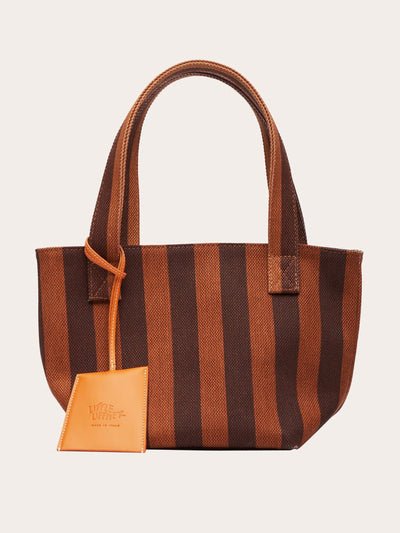 Little Liffner Brown stripe tote bag, mini at Collagerie