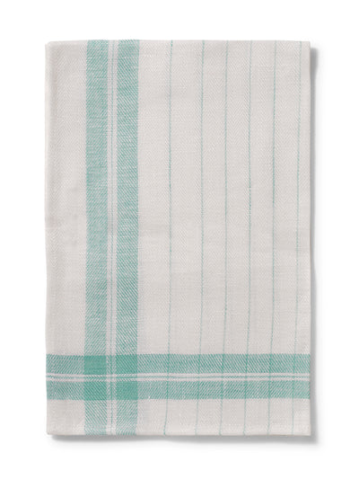 Volga Linen Stripe kitchen towel turquoise at Collagerie