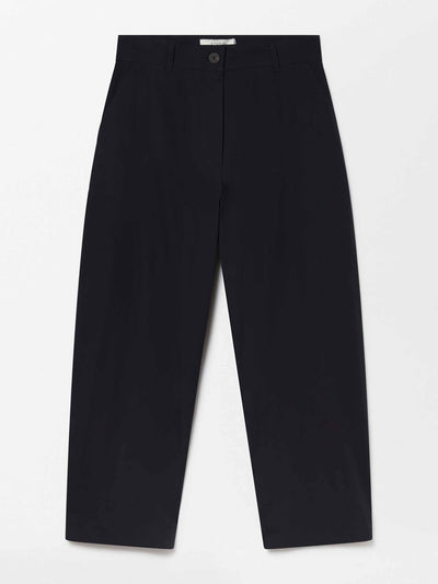 Studio Nicholson Dark navy wide-leg cropped trousers at Collagerie