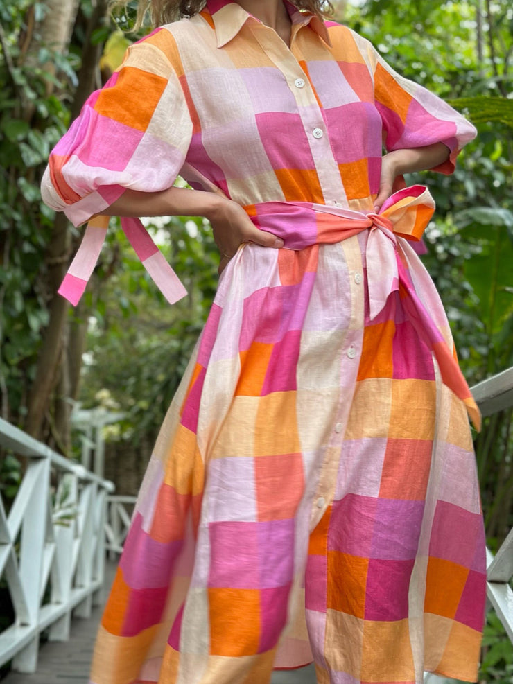 Suki shirt dress in hibiscus check