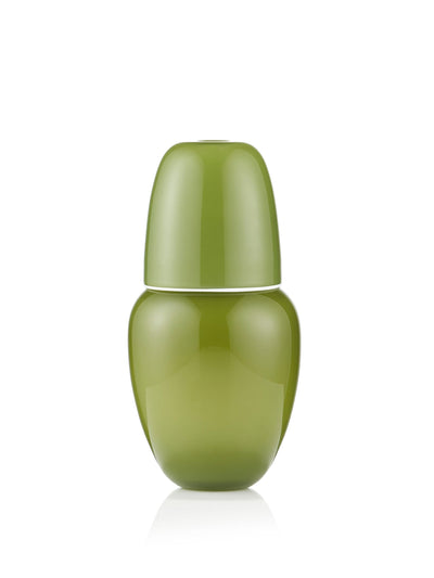 Summerill & Bishop Handblown glass Bumba bedside carafe and glass set in Apple Green at Collagerie