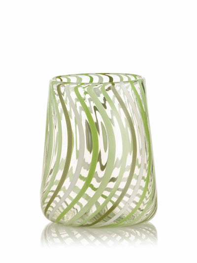 Summerill and Bishop Green stripe handblown tumbler at Collagerie