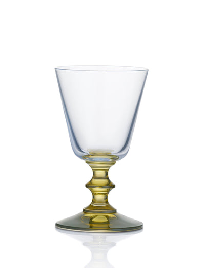 Summerill & Bishop White wine glass with olive-green stem at Collagerie