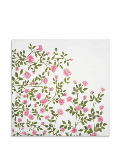 Summerill & Bishop Le jardin des roses linen napkin in pink & green at Collagerie