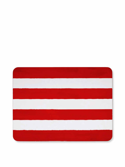 Summerill & Bishop Stripe cork-backed placemat in claret red at Collagerie