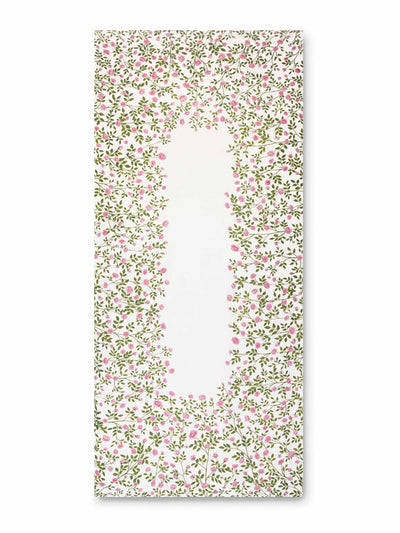 Summerill & Bishop Le jardin des roses linen tablecloth in pink & green at Collagerie