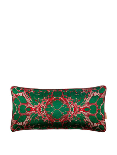 Susi Bellamy Forest marbled velvet medium oblong cushion at Collagerie