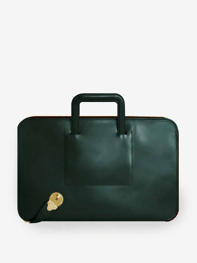 Swaine Sailsbury leather folio in Jaguar Green at Collagerie