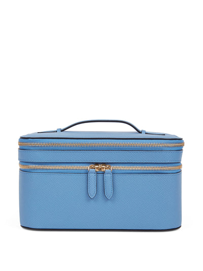 Smythson Panama vanity case in Nile Blue at Collagerie