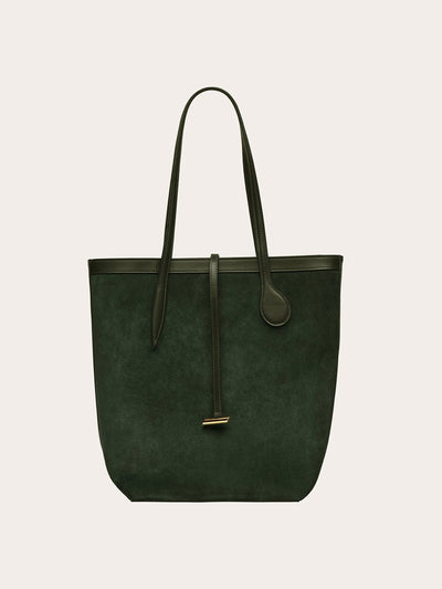 Little Liffner Tall suede Sprout tote in Hunter Green at Collagerie