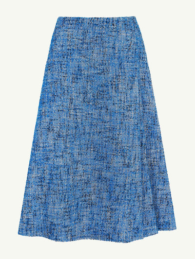 Emilia Wickstead Tamsyn skirt in blue cotton tweed at Collagerie