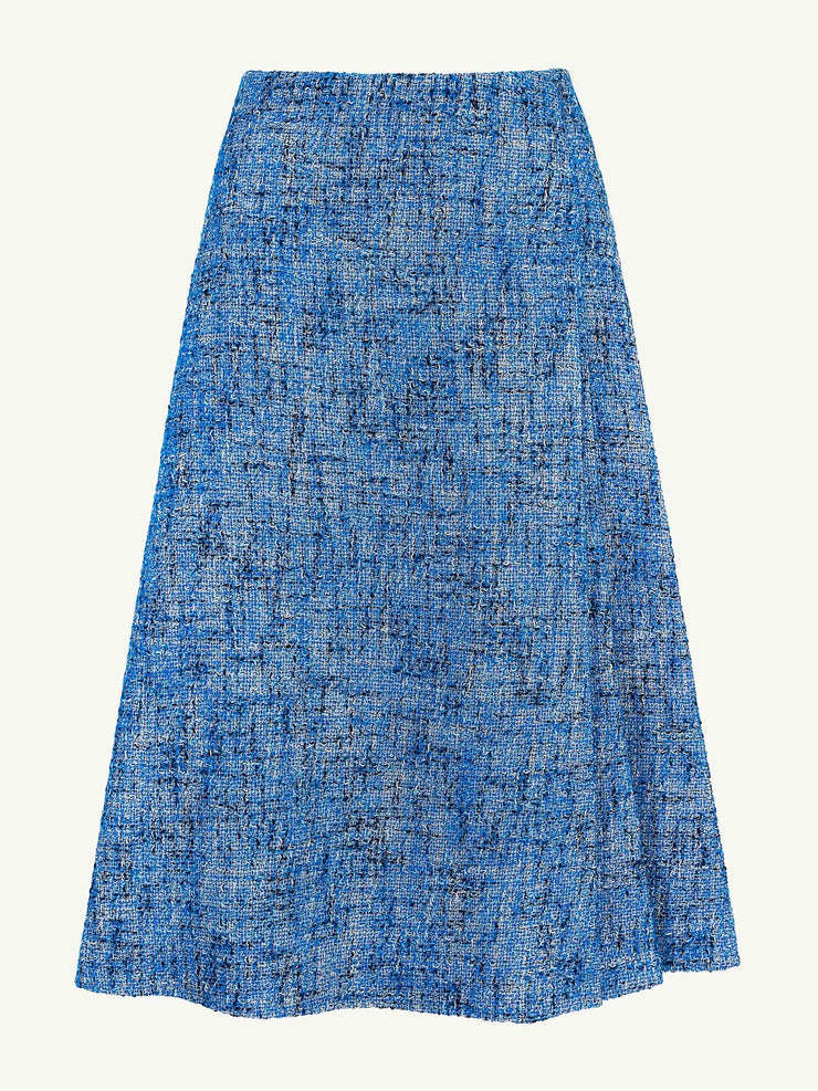 Tamsyn skirt in blue cotton tweed  Emilia Wickstead    - Collagerie