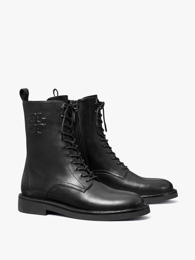 Tory Burch Double T combat boots at Collagerie