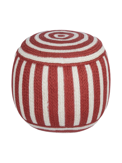 The Braided Rug Company Red jute pouffe small at Collagerie