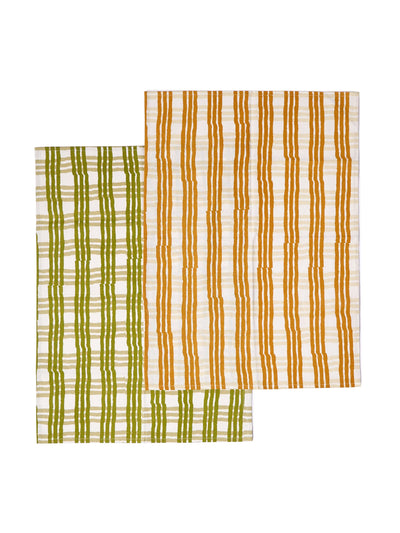 The Conran Shop Trellis green/orange tea towels (set of 2) at Collagerie